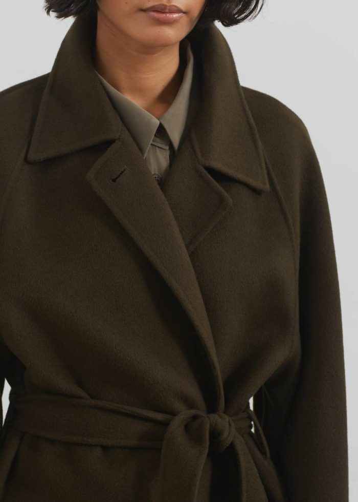 The Frankie Shop Jalhay Oversized Wool Coat - Khaki Brown Outerwear Brown Women