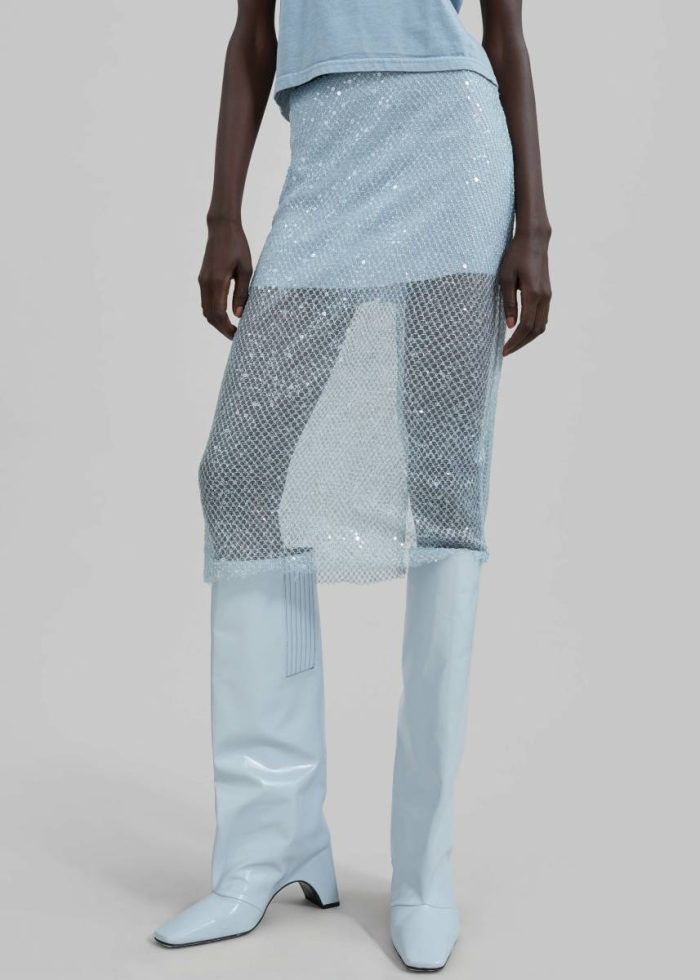 The Frankie Shop Jess Sequin Skirt - Blue Bottoms Blue Women