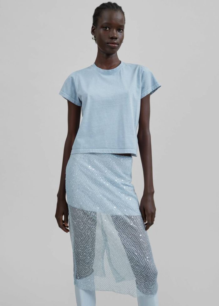 The Frankie Shop Jess Sequin Skirt - Blue Bottoms Blue Women