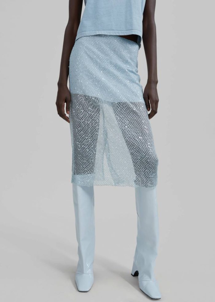 The Frankie Shop Jess Sequin Skirt - Blue Bottoms Blue Women