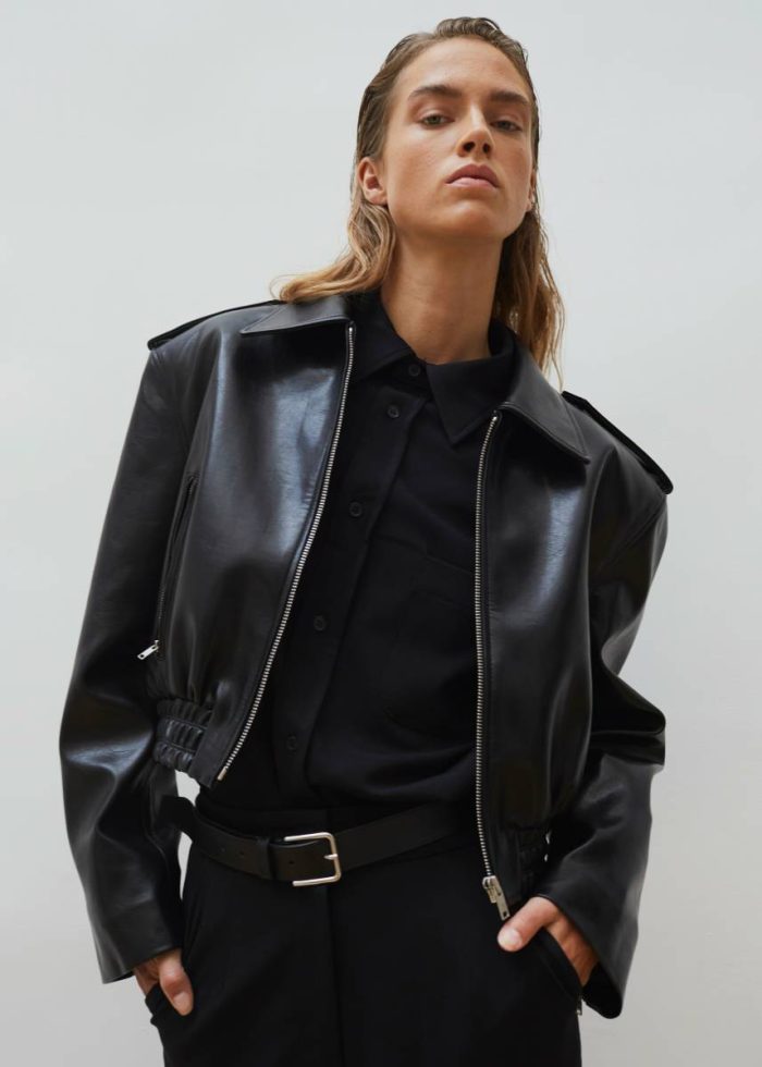 The Frankie Shop Kaia Cropped Bomber - Black Outerwear Women Black