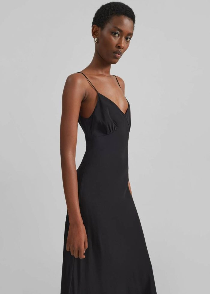 The Frankie Shop Matteau Low Back Slip Dress - Black Black Dresses Women