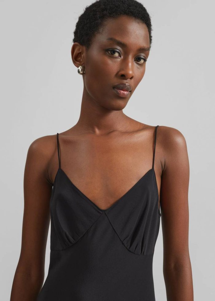 The Frankie Shop Matteau Low Back Slip Dress - Black Black Dresses Women