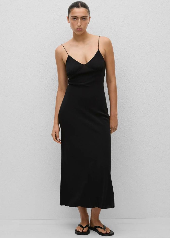 The Frankie Shop Matteau Low Back Slip Dress - Black Black Dresses Women