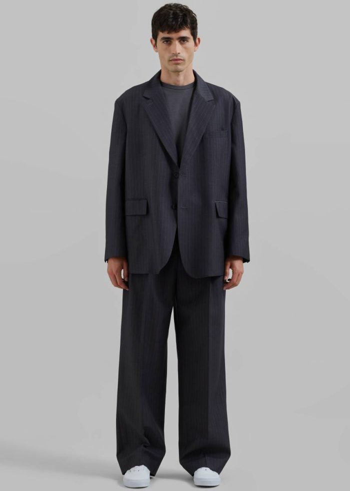 The Frankie Shop Men Outerwear Grey Beo Blazer - Charcoal/White Pinstripe