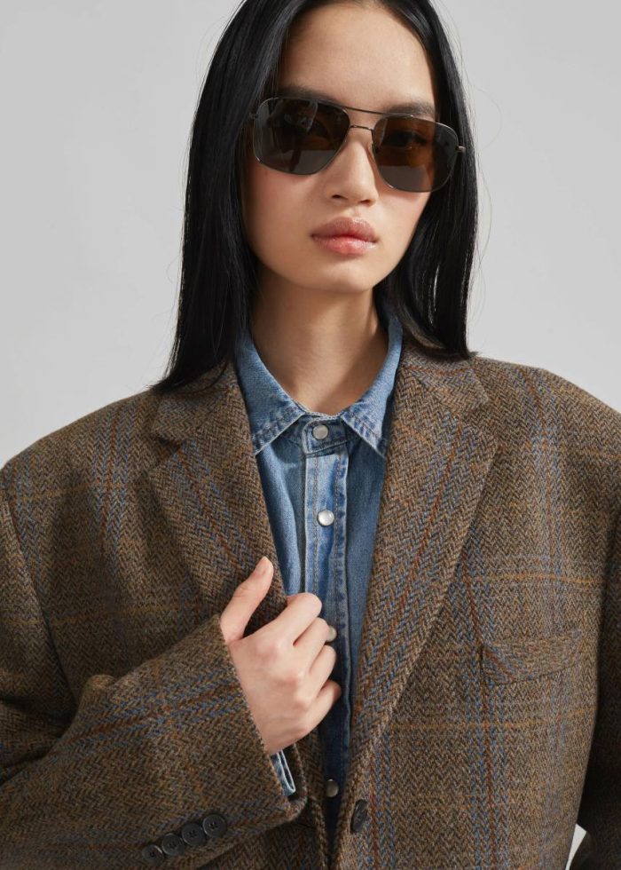 The Frankie Shop Outerwear Arundel Plaid Wool Blazer - Multicolor Multi Women
