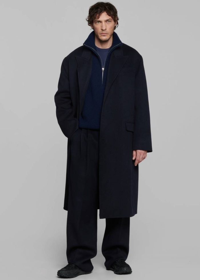 The Frankie Shop Outerwear Blue Men Paxton Wool Coat - Dark Navy