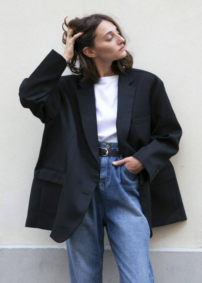 The Frankie Shop Outerwear Frankie Oversized Boyfriend Blazer - Black Black Women