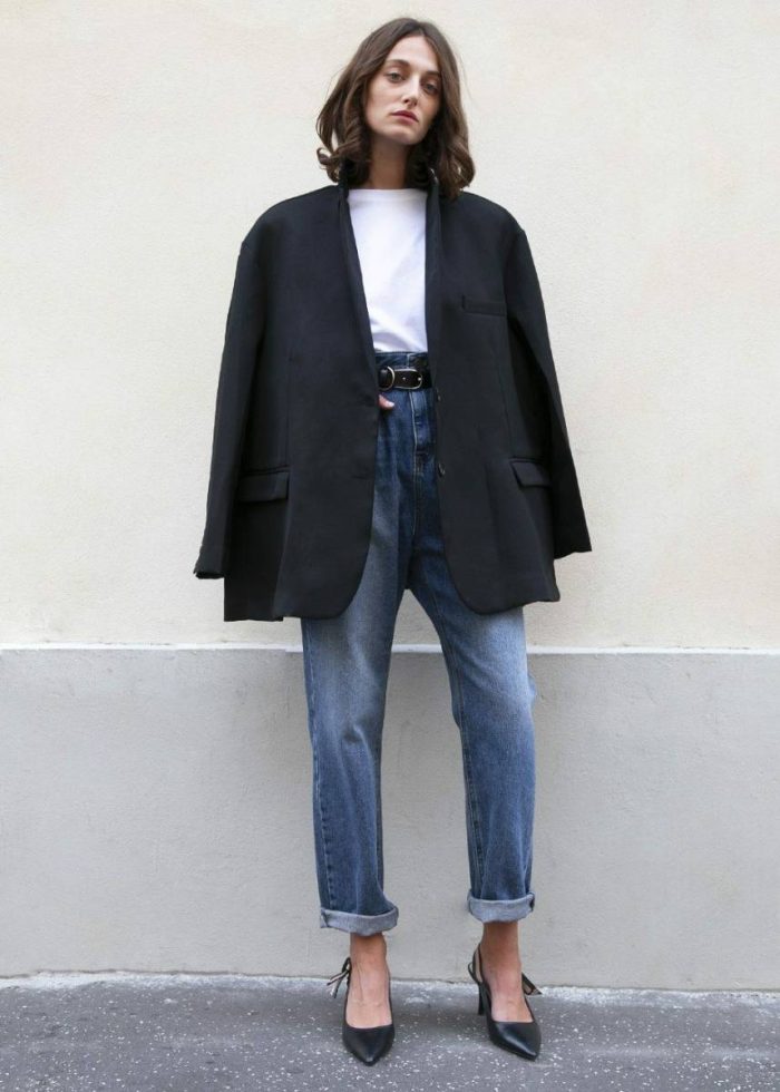 The Frankie Shop Outerwear Frankie Oversized Boyfriend Blazer - Black Black Women