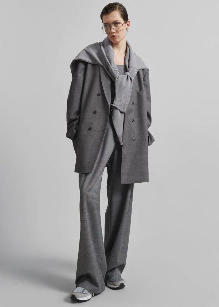 The Frankie Shop Outerwear Grey Verdat Oversized Blazer - Grey Women