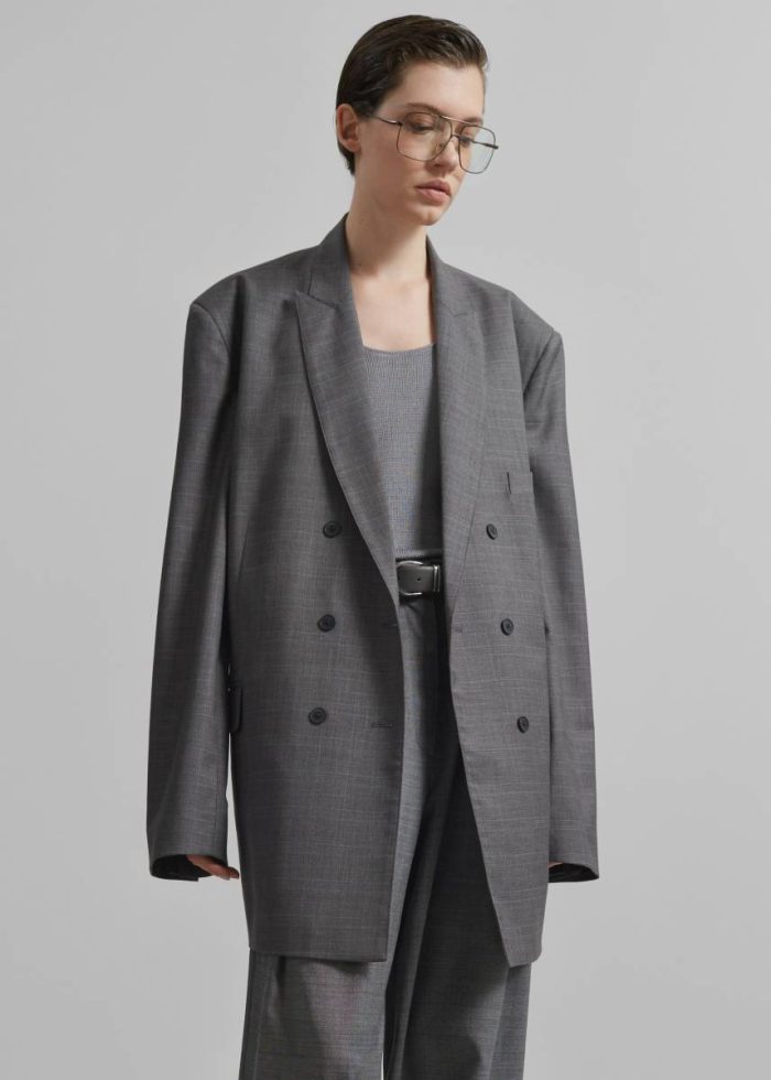 The Frankie Shop Outerwear Grey Verdat Oversized Blazer - Grey Women