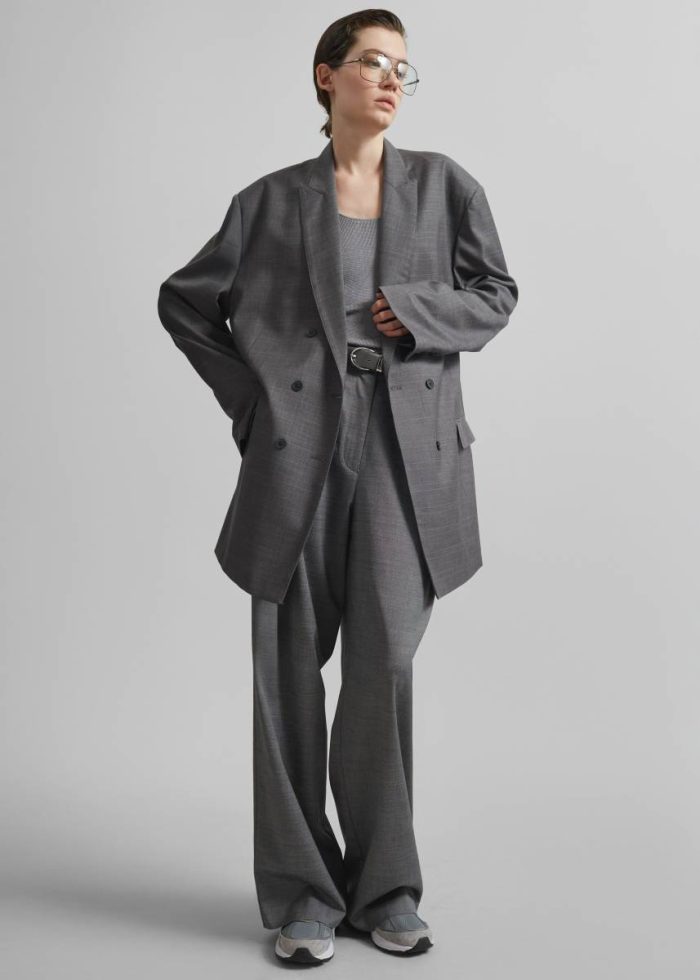 The Frankie Shop Outerwear Grey Verdat Oversized Blazer - Grey Women