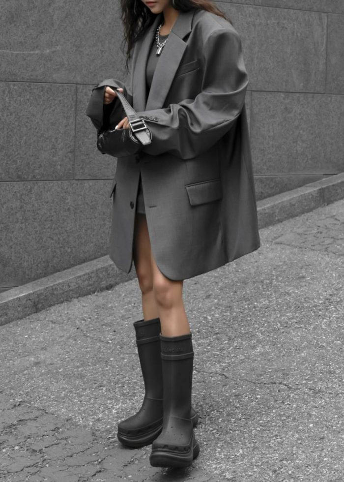 The Frankie Shop Outerwear Grey Women Dee Maxi Oversized Blazer - Charcoal