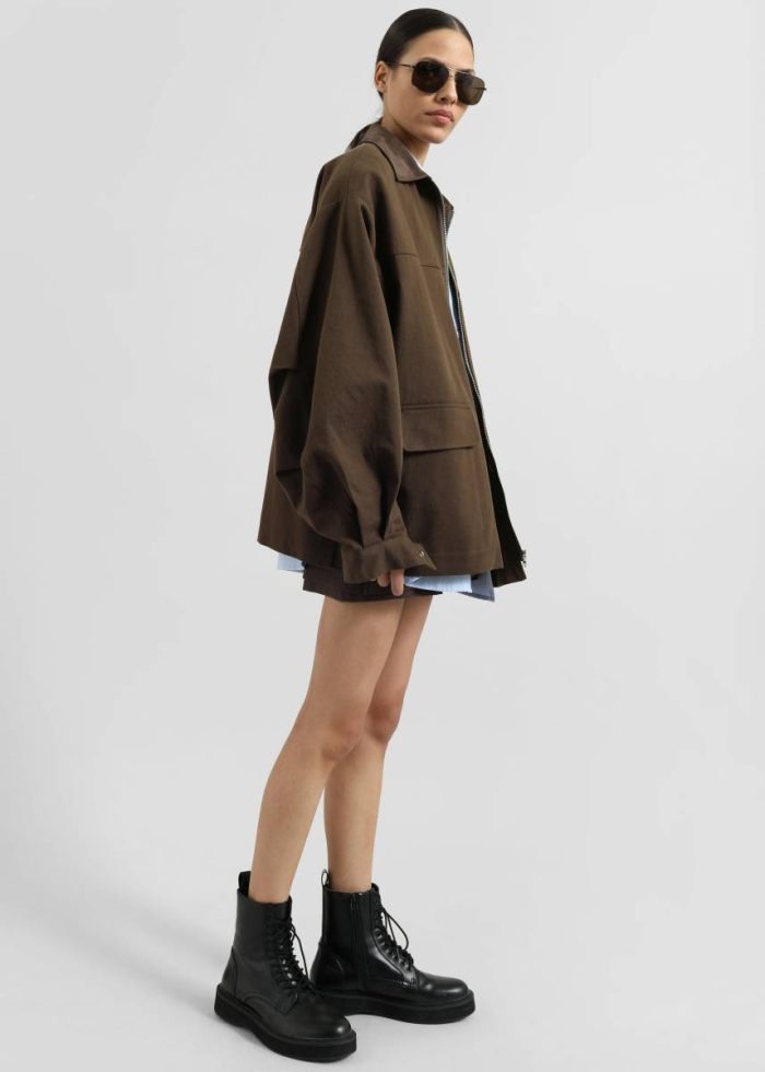 The Frankie Shop Outerwear Malia Utility Jacket - Brown Women Brown