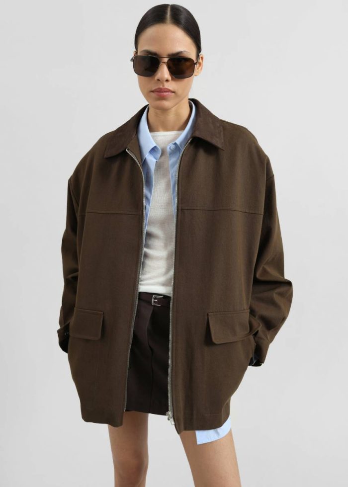 The Frankie Shop Outerwear Malia Utility Jacket - Brown Women Brown