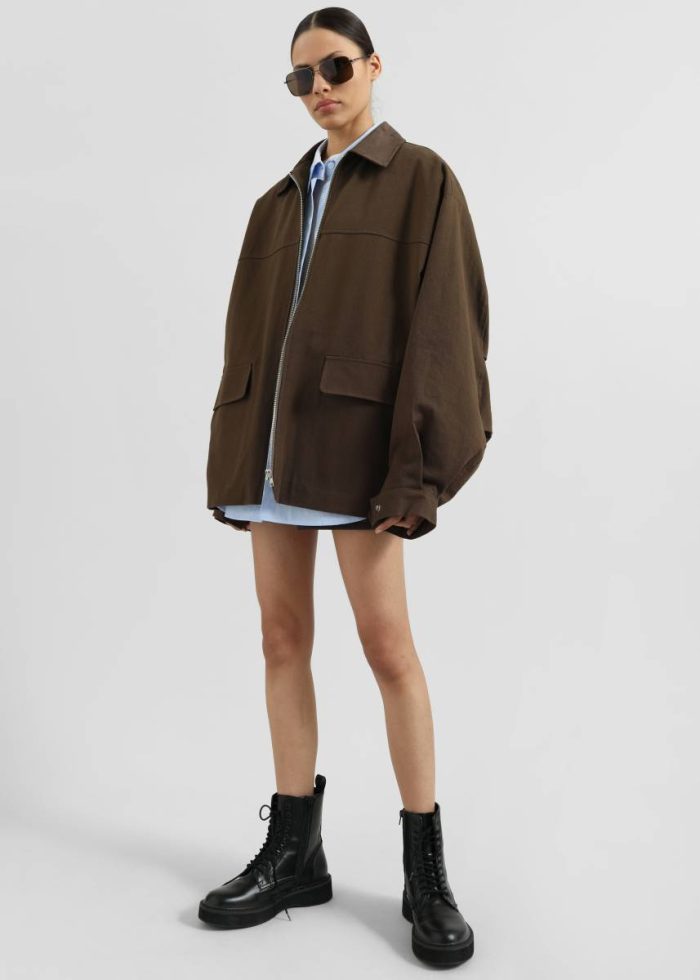 The Frankie Shop Outerwear Malia Utility Jacket - Brown Women Brown