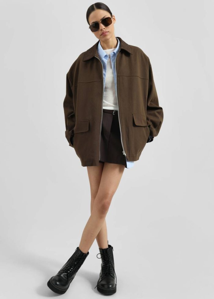 The Frankie Shop Outerwear Malia Utility Jacket - Brown Women Brown