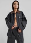 The Frankie Shop Outerwear Women Black Stevan Contrast Collar Cargo Jacket - Charcoal