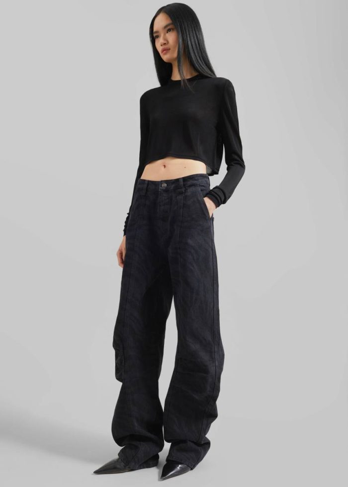 The Frankie Shop Rotate Zebra Twill Cargo Pants - Black Washed Bottoms Black Women