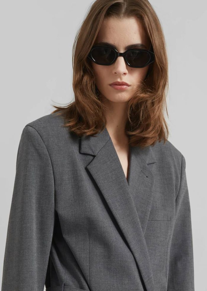 The Frankie Shop Salzburg Belted Blazer - Grey Outerwear Grey Women