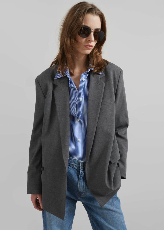 The Frankie Shop Salzburg Belted Blazer - Grey Outerwear Grey Women