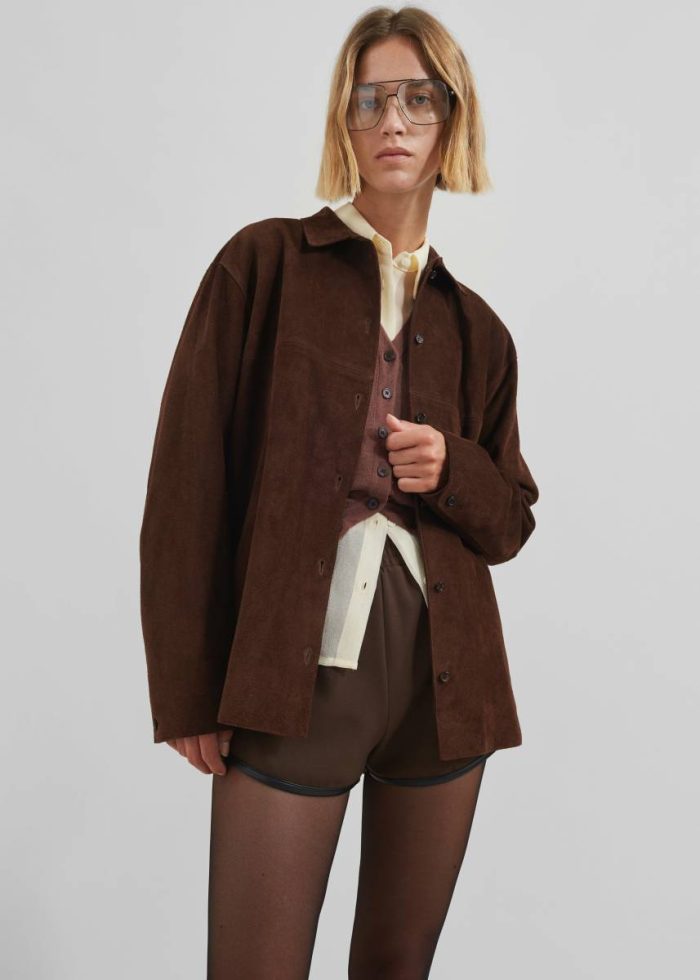 The Frankie Shop Thames Suede Jacket - Brown Brown Women Outerwear