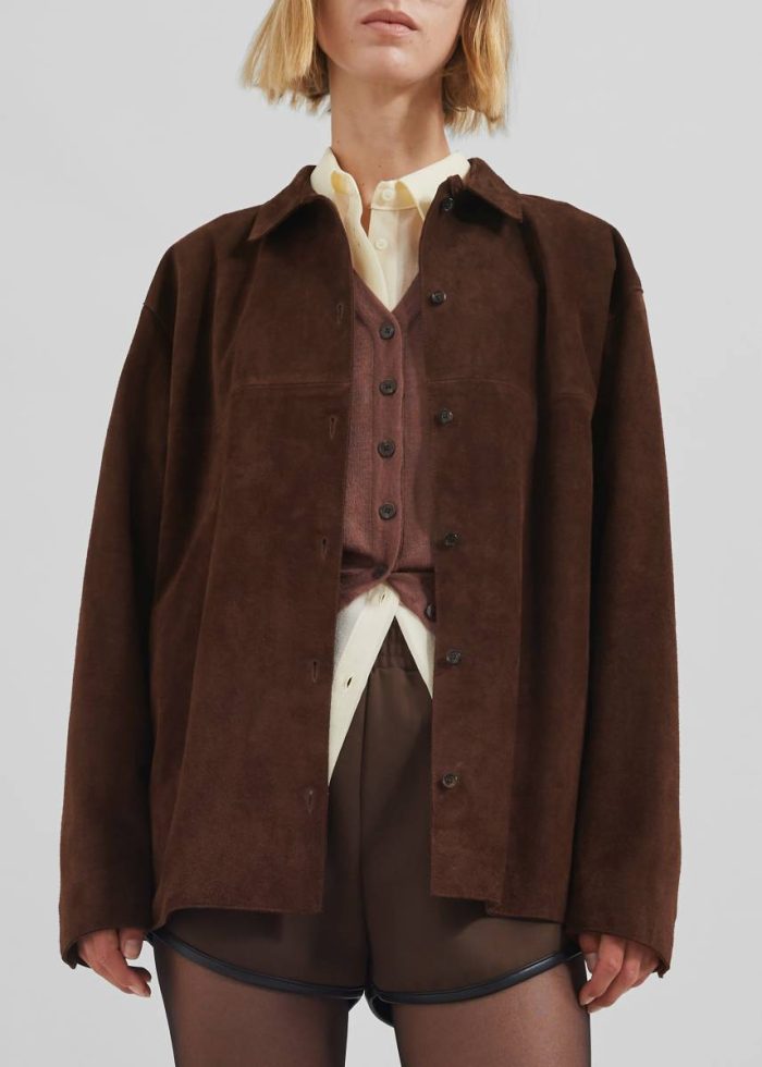 The Frankie Shop Thames Suede Jacket - Brown Brown Women Outerwear