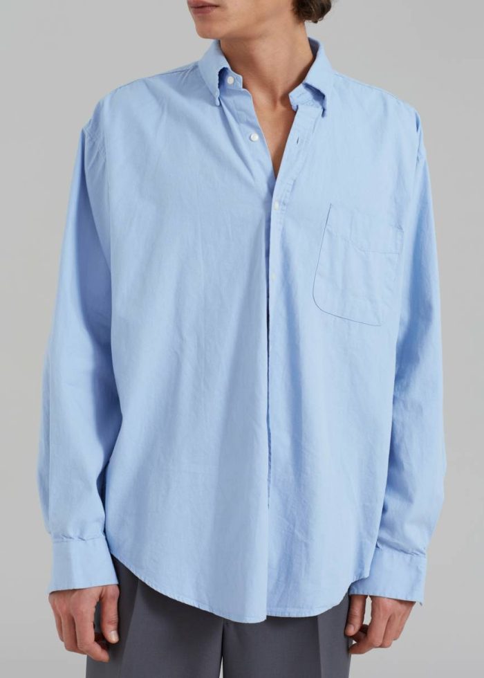 The Frankie Shop Tops Blue Sinclair Shirt - Sky Blue Men