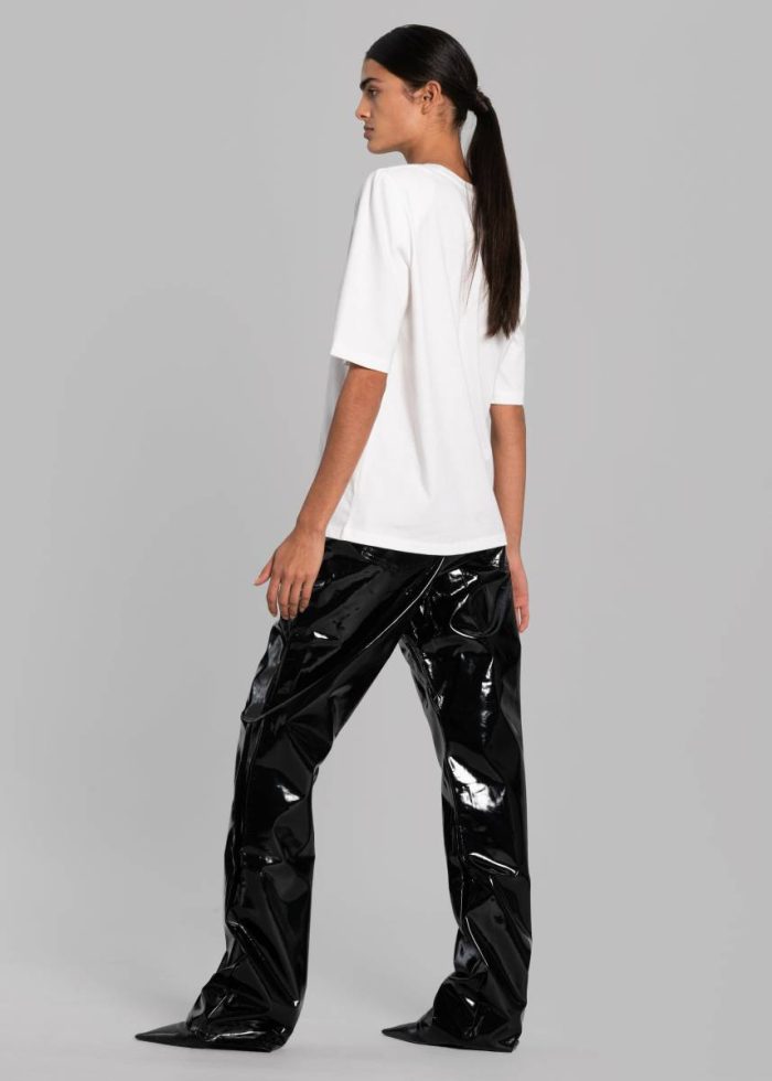 The Frankie Shop Tops Carrington Padded Shoulder Tee - White White Women