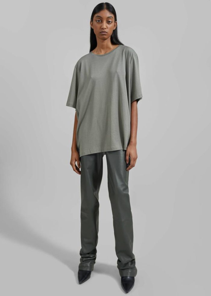 The Frankie Shop Tops Green Women Harper Soft Organic T-Shirt - Light Khaki