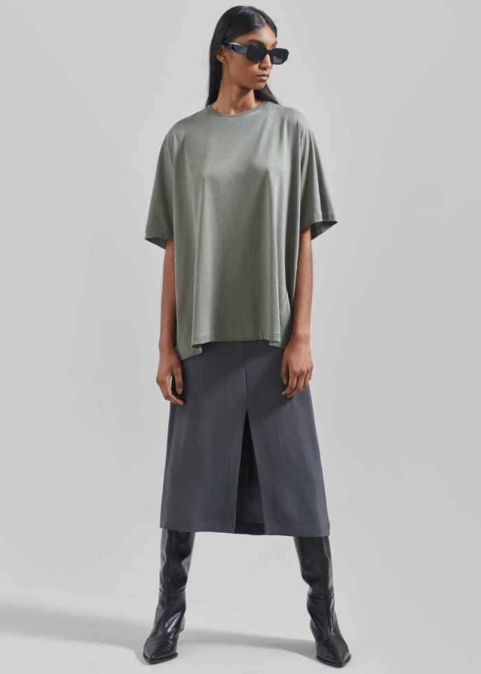 The Frankie Shop Tops Green Women Harper Soft Organic T-Shirt - Light Khaki