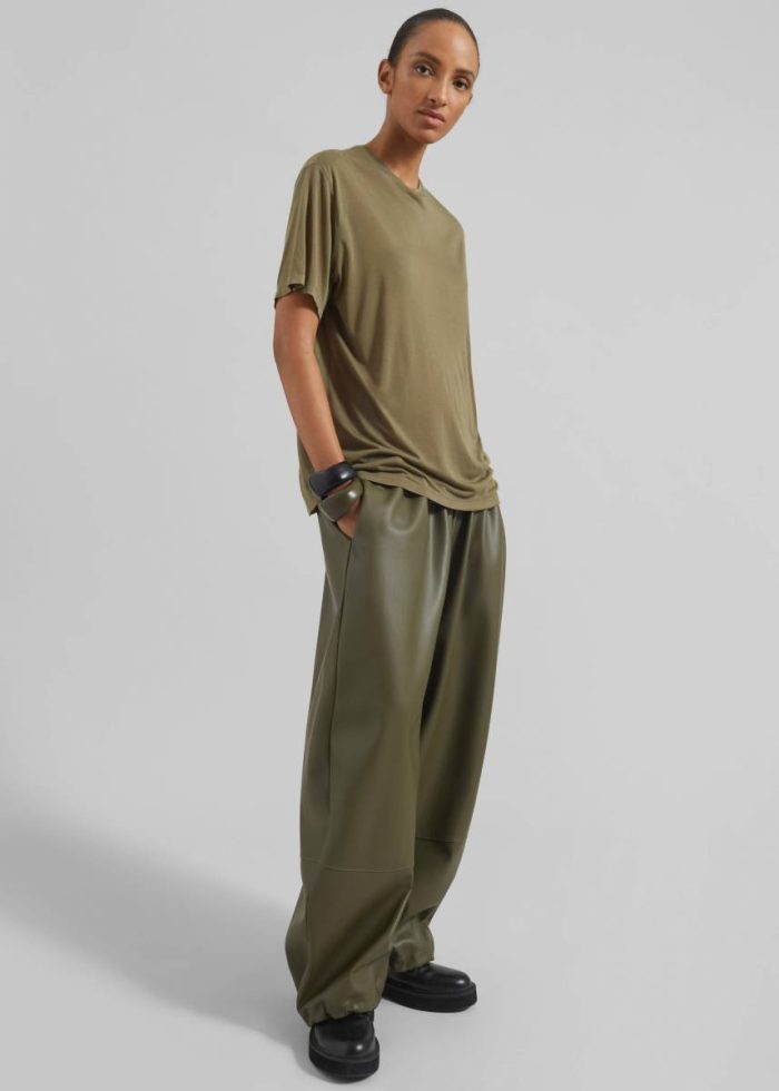 The Frankie Shop Tops Green Women Selvan Sheer T-Shirt - Khaki