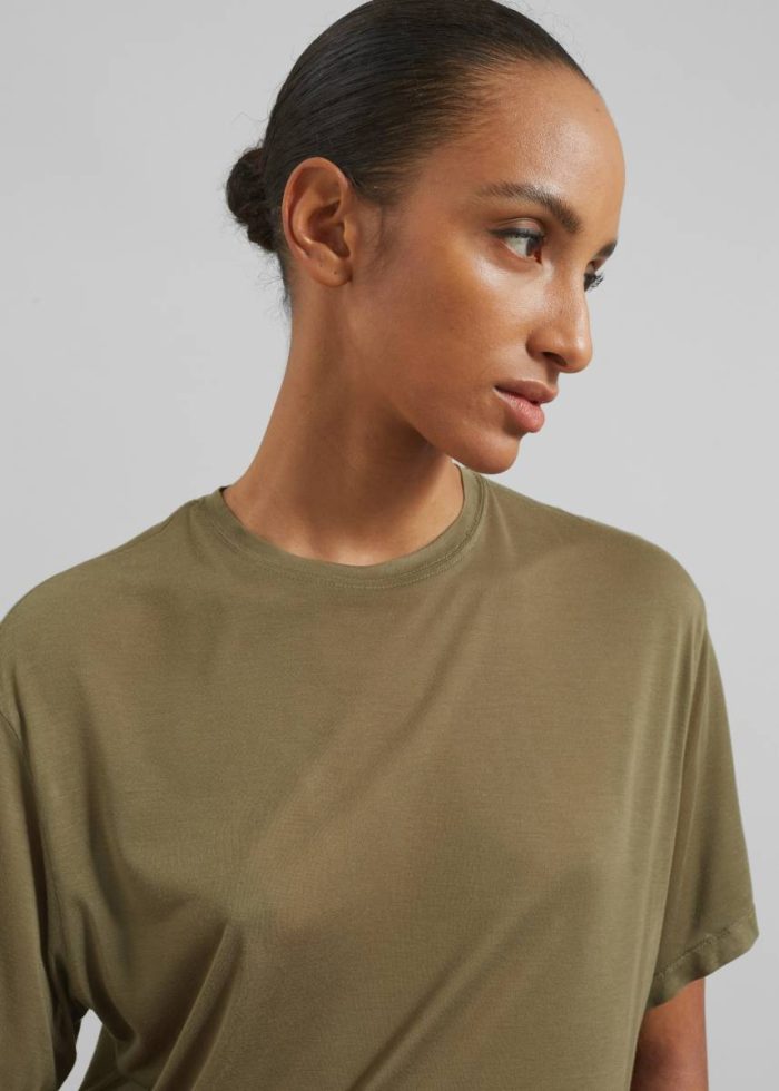 The Frankie Shop Tops Green Women Selvan Sheer T-Shirt - Khaki