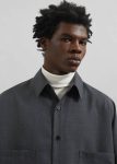 The Frankie Shop Tops Milton Wool Blend Shirt - Dark Grey Men Grey