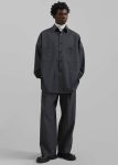 The Frankie Shop Tops Milton Wool Blend Shirt - Dark Grey Men Grey
