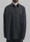 The Frankie Shop Tops Milton Wool Blend Shirt - Dark Grey Men Grey