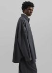 The Frankie Shop Tops Milton Wool Blend Shirt - Dark Grey Men Grey