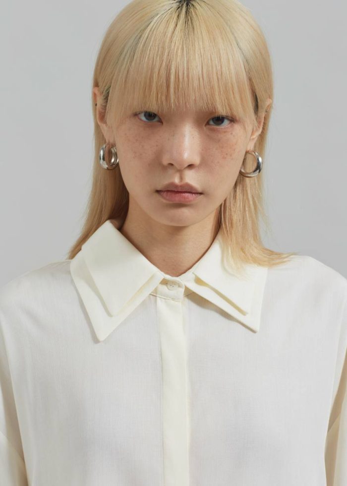 The Frankie Shop Tops White Tali Double Collar Shirt - Ivory Women