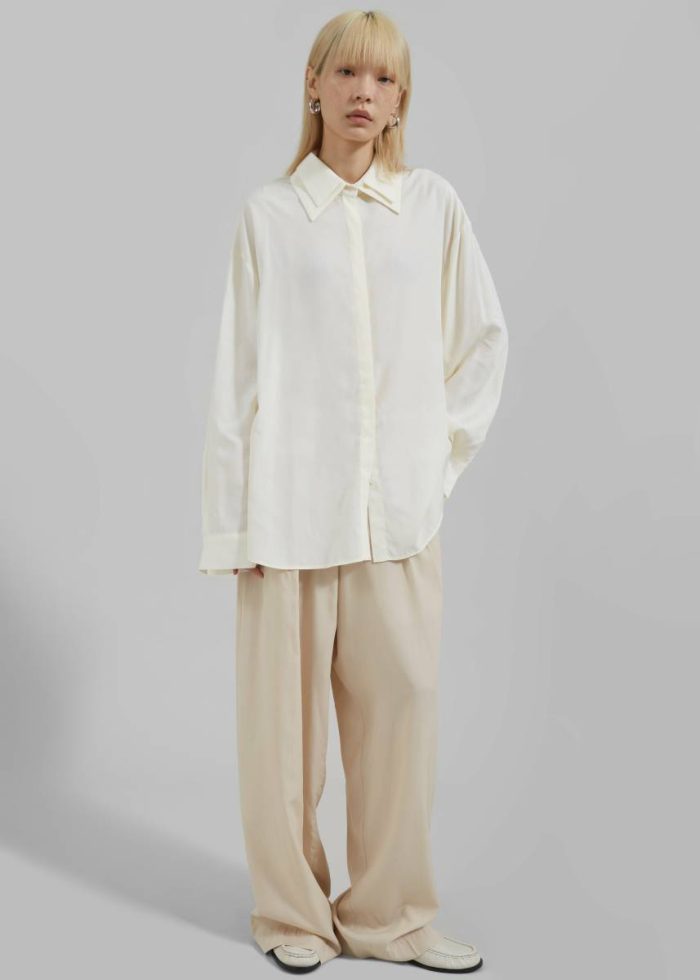 The Frankie Shop Tops White Tali Double Collar Shirt - Ivory Women
