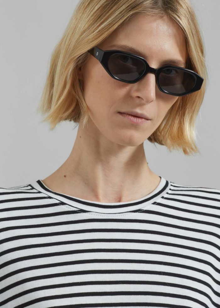 The Frankie Shop Tops White Women Salome Long Sleeve Tee - White/Black Stripe