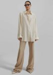 The Frankie Shop Tops Women Beige Ola Semi Sheer Button Up Shirt - Ivory
