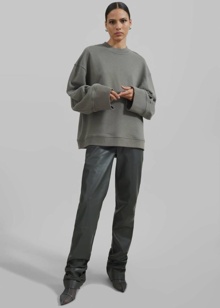 The Frankie Shop Tops Women Talia Sweatshirt - Light Khaki Green