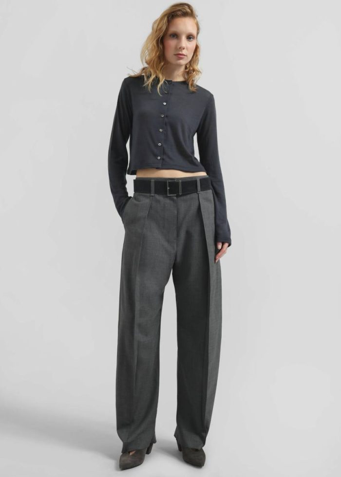 The Frankie Shop Vinni Thin Wool Cardigan - Navy Women Blue Knitwear