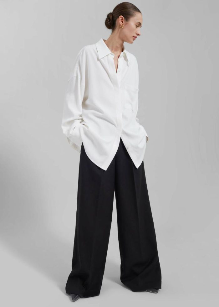 The Frankie Shop White Della Midweight Button Up Shirt - White Tops Women