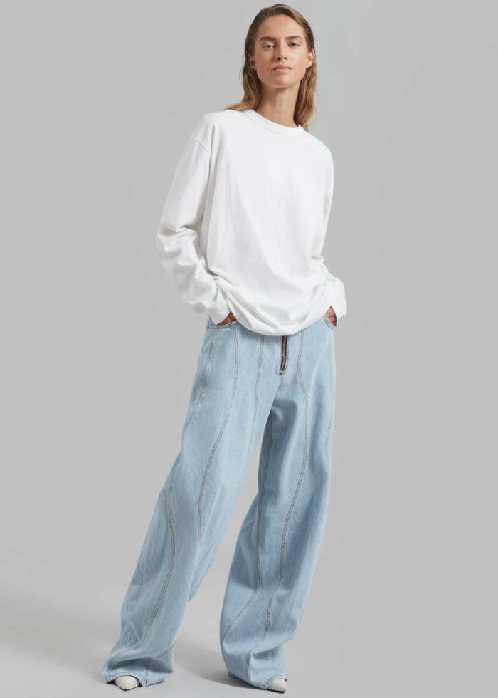 The Frankie Shop White Women Bennett Long Sleeves Tee - Ivory Tops