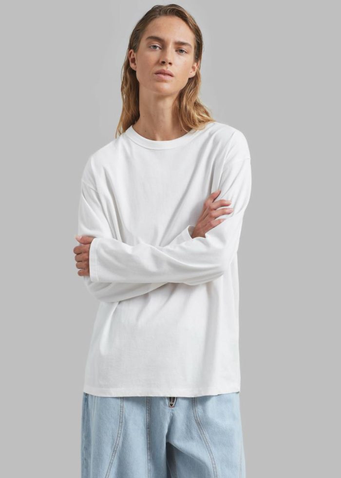 The Frankie Shop White Women Bennett Long Sleeves Tee - Ivory Tops