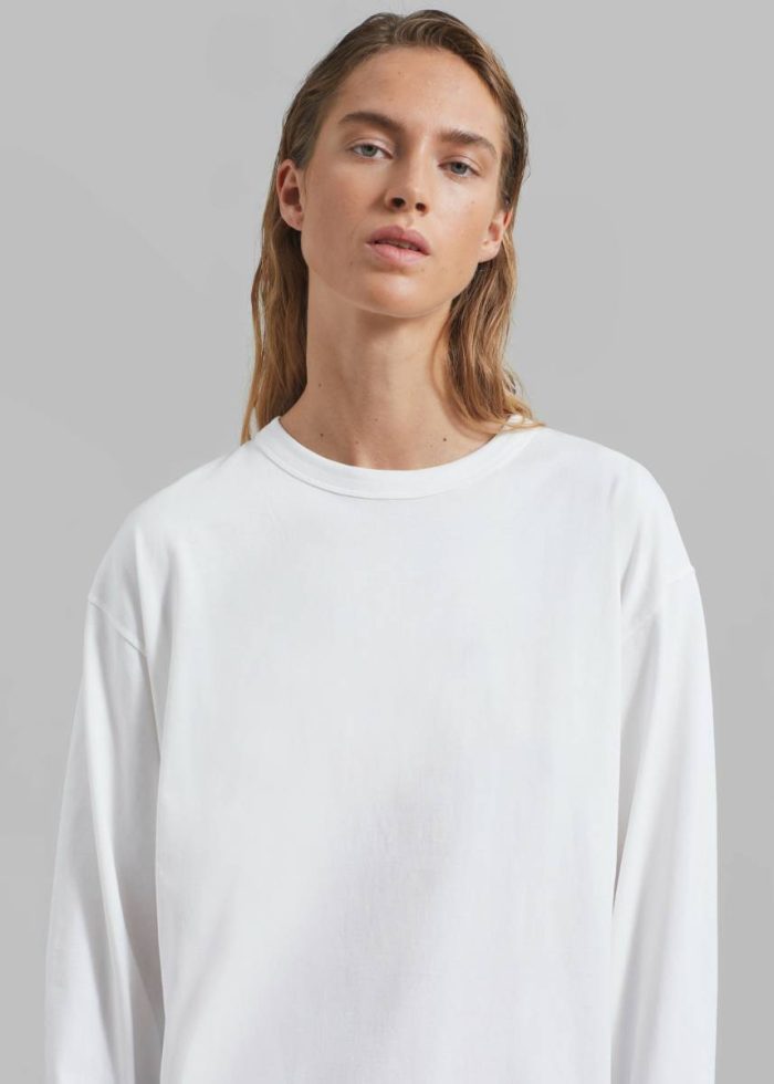 The Frankie Shop White Women Bennett Long Sleeves Tee - Ivory Tops