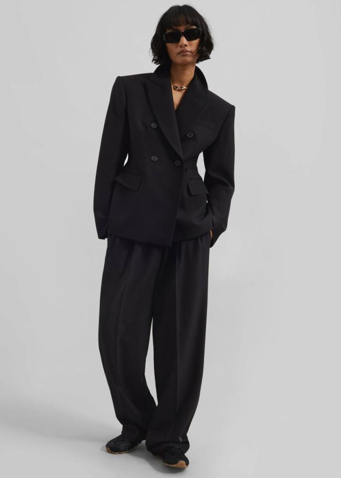 The Frankie Shop Women Black Outerwear Dina Double Breasted Blazer - Black