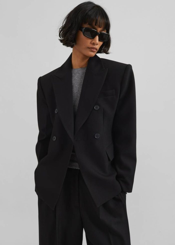 The Frankie Shop Women Black Outerwear Dina Double Breasted Blazer - Black