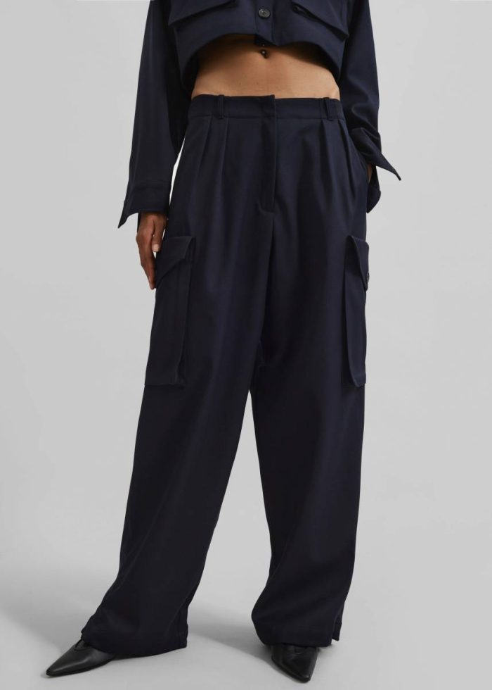 The Frankie Shop Women Blue Bottoms Kiora Cargo Pants - Navy